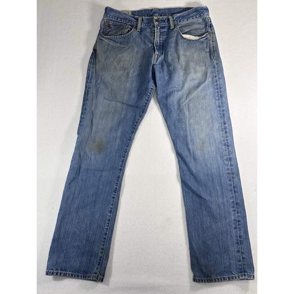 Polo Ralph Lauren Men's Authentic Dungarees Blue Jeans 34x30 RL Logo Straight Ft